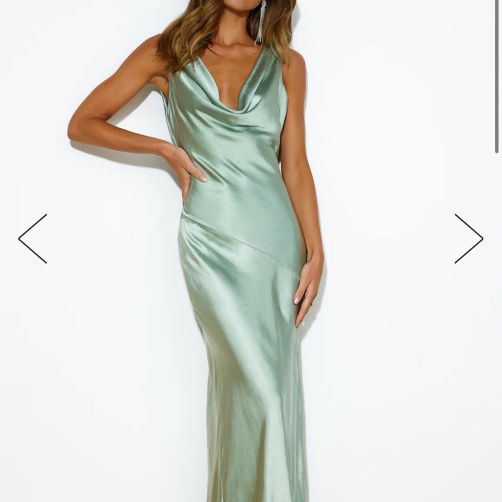 SPECIAL GUEST SATIN MAXI DRESS SAGE